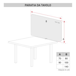 misure paratia da tavola